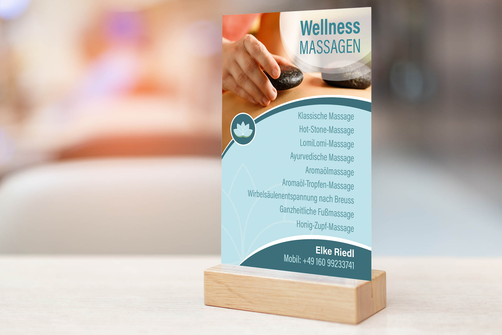 Work, Imago, Wellnessmassagen Elke Riedl, Flyer