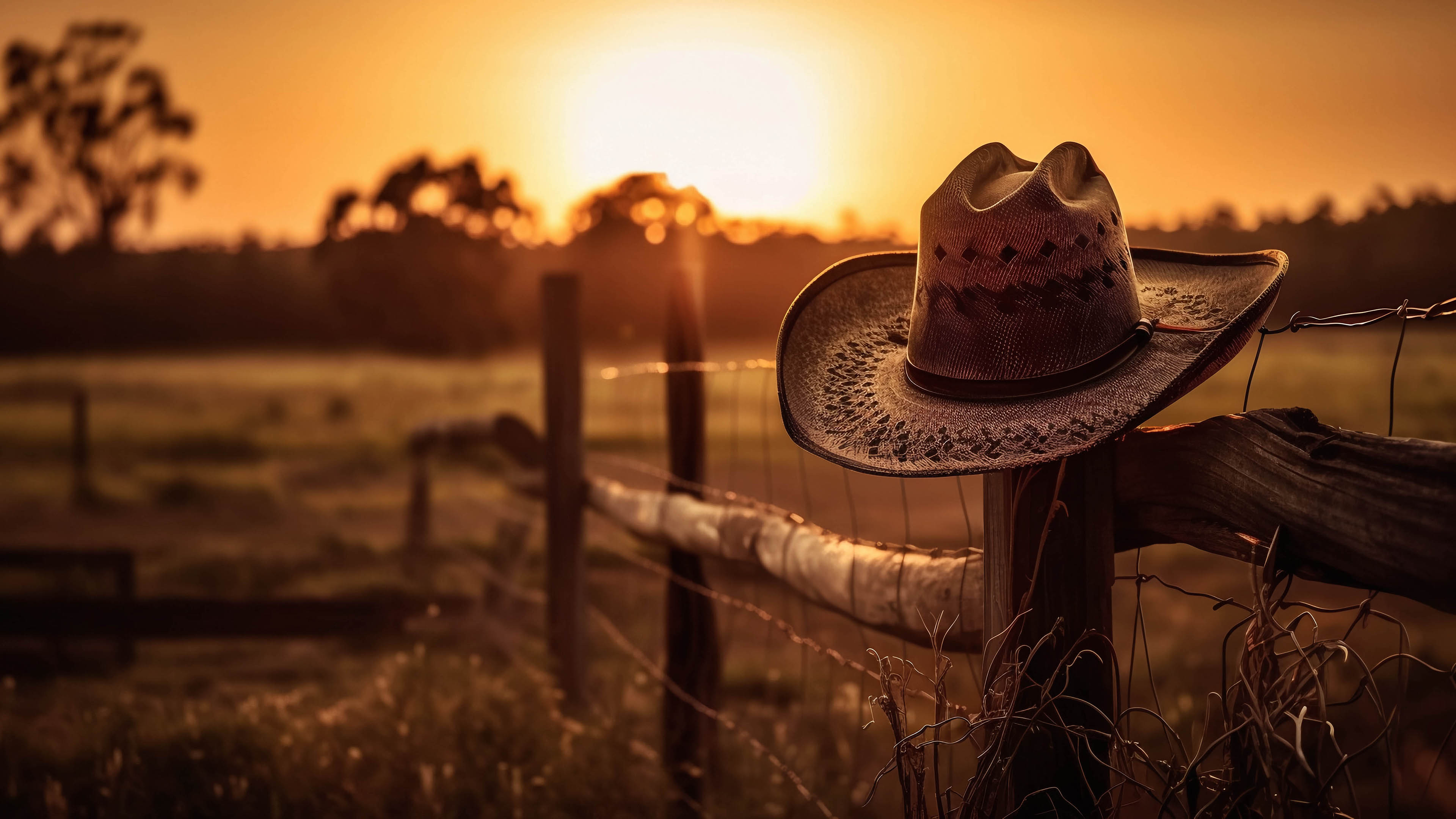 Cowboy, Hut, Zahn, Ranch